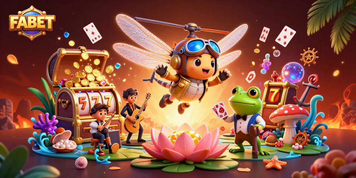 Win big at FABET with a dynamic casino scene featuring a dragonfly pilot and frog croupier
