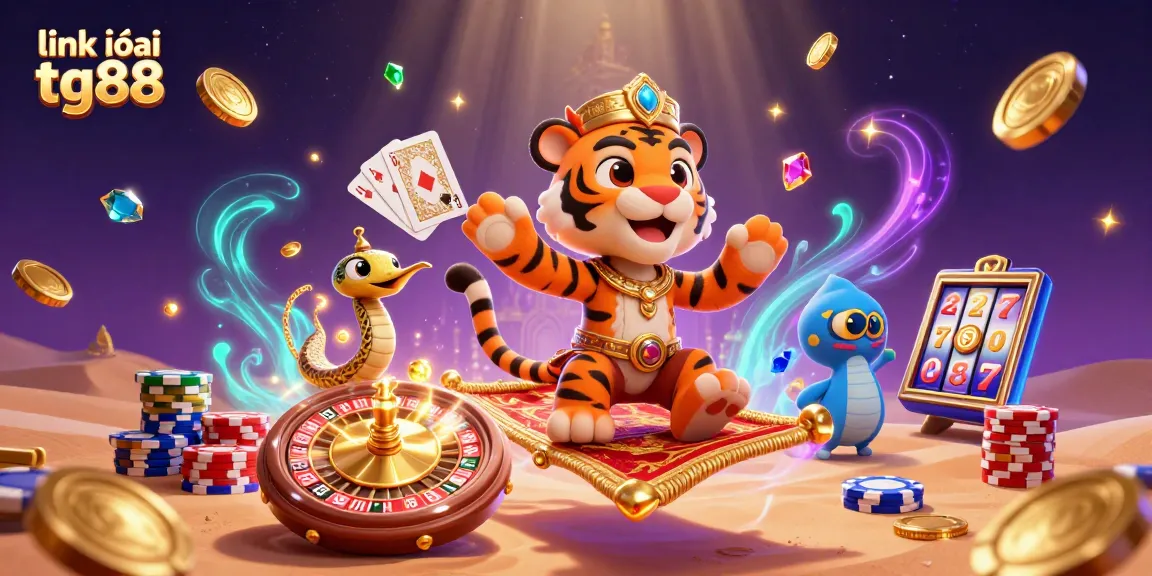 Experience thrilling adventures at link vào tg88 with vibrant casino elements and characters in magical surroundings.