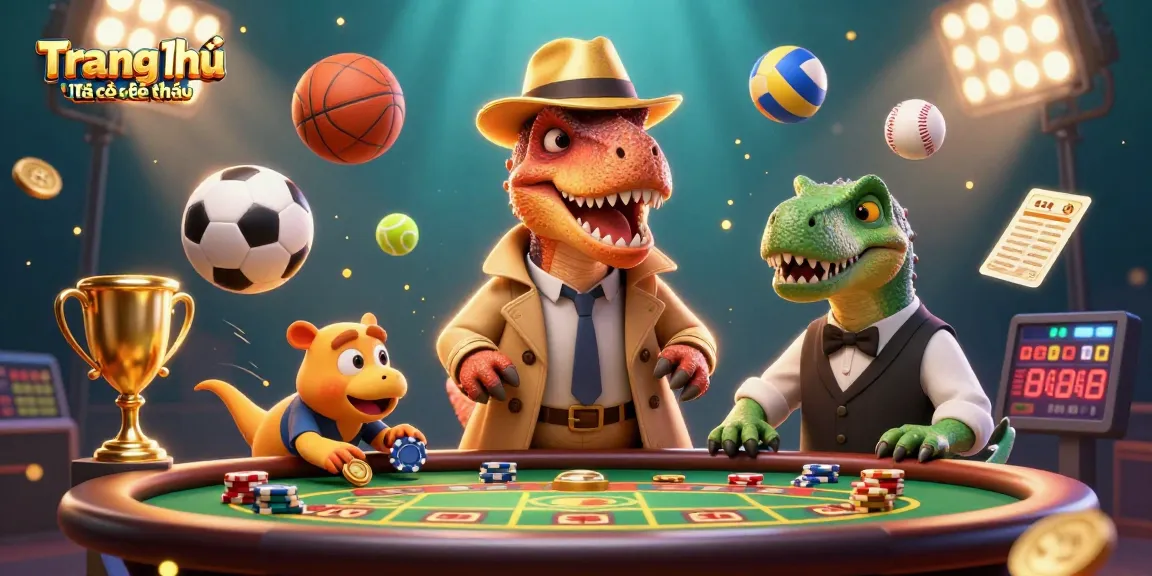 Experience the excitement of Trang chủ 11win cá cược thể thao with a playful pickpocket and a velociraptor at the sports betting table.