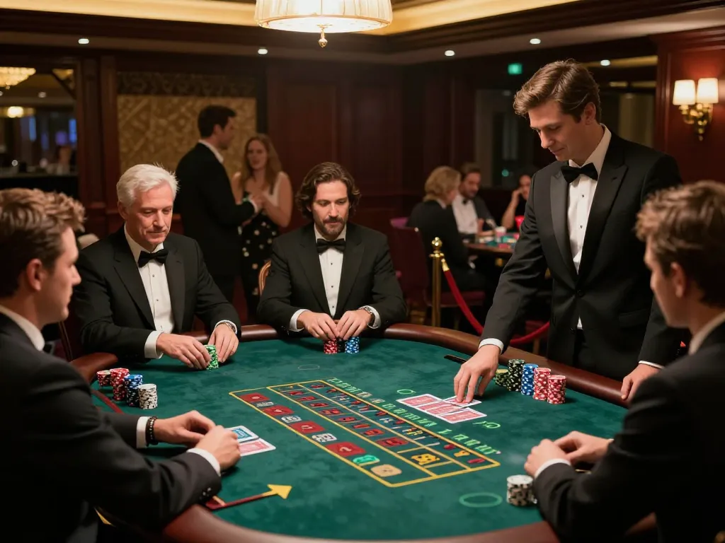 Experience thrilling blackjack gameplay at CM88 with players strategizing bets and a focused dealer