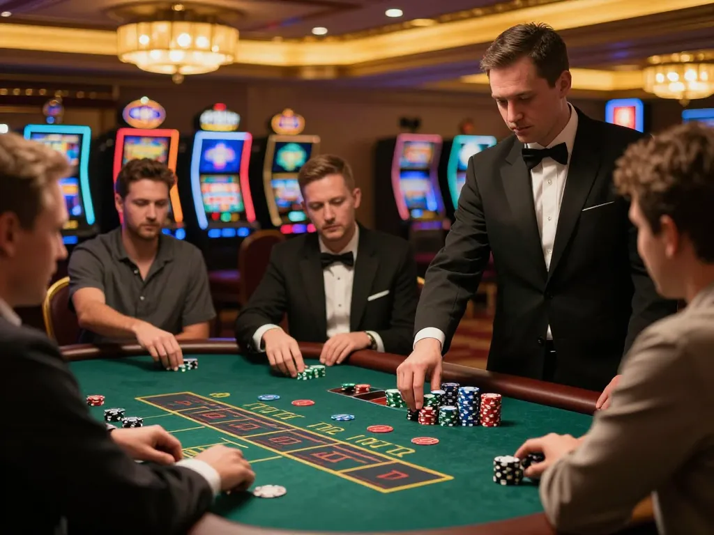 GEM88 players engaging in high-stakes blackjack strategy at an upscale casino table.