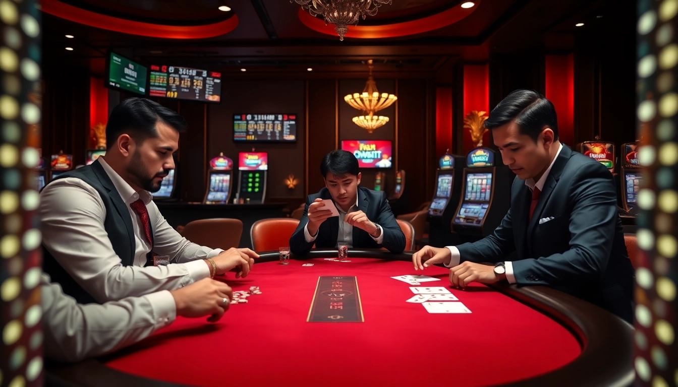 Visualize professional gamblers at a poker table applying insights from Nhận định kèo nhà cái for strategic play.