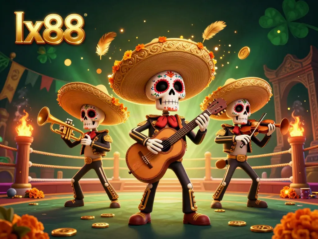 Experience the vibrant lx88 casino adventure with a colorful mariachi band amidst dynamic betting elements.