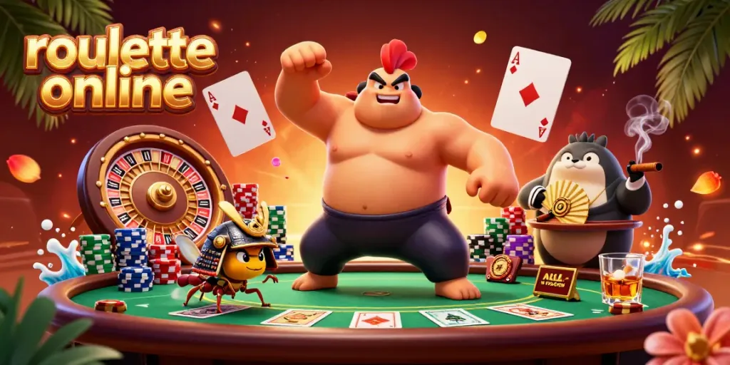 Experience thrilling roulettes online with dynamic cartoon characters in vibrant casino scene.