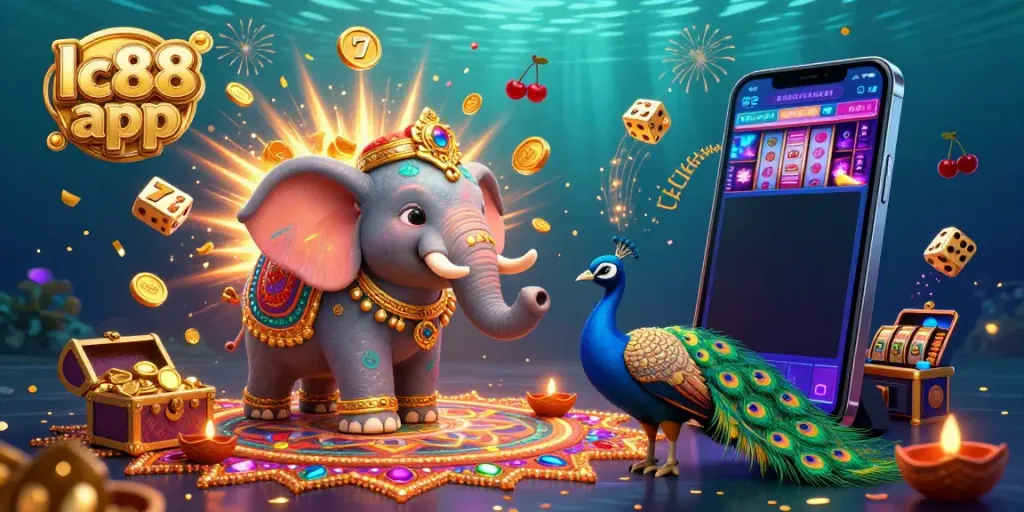 Experience the excitement of the lc88 app with vibrant characters and dynamic casino elements in a 3D illustration.