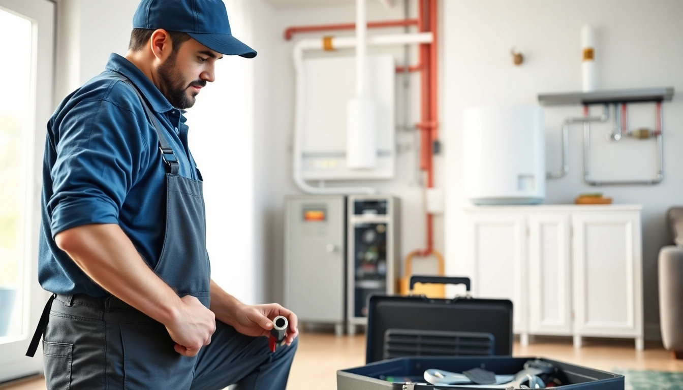 Experienced technician evaluating north shore plumbing and heating solutions in a residential setting.