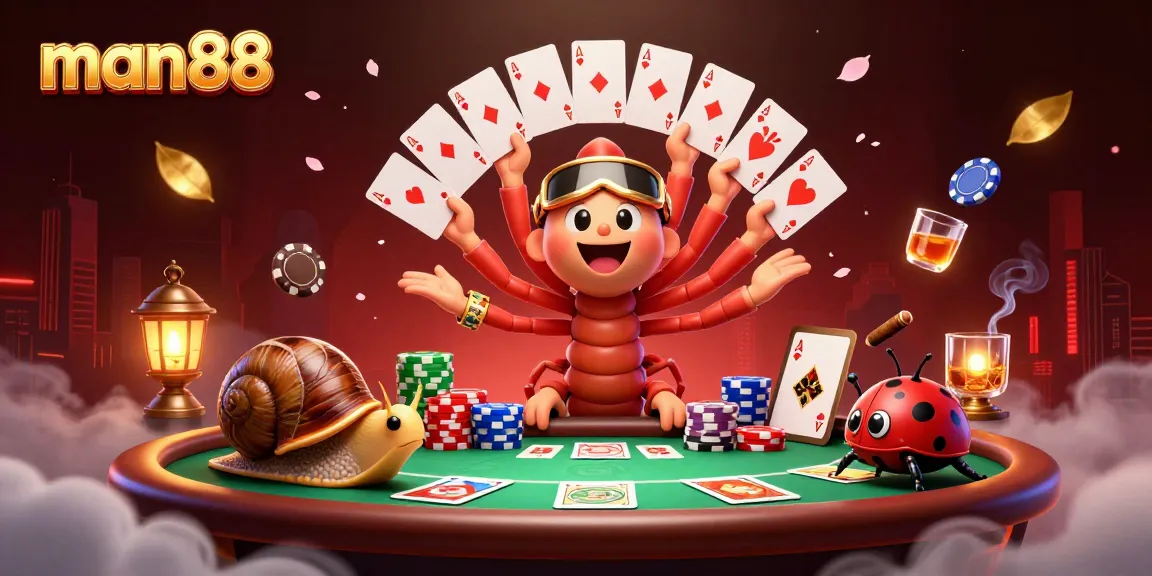 Experience high-stakes gaming action with man88, featuring a dynamic 3D casino scene and colorful characters.
