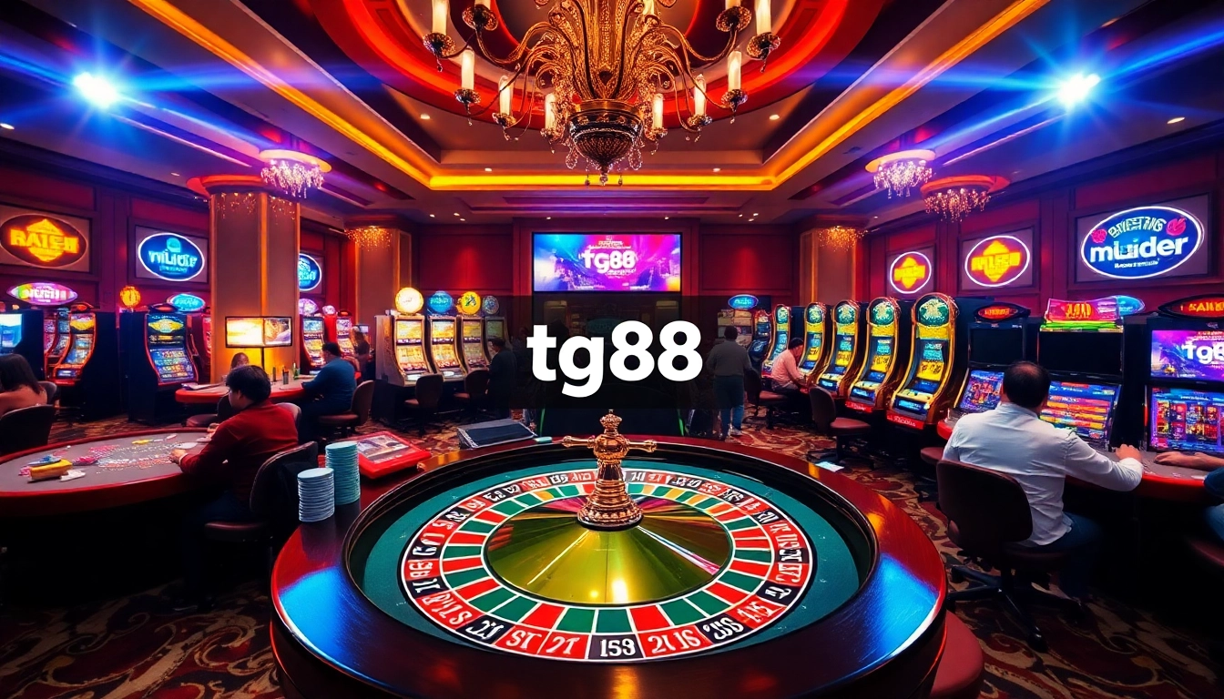 Players enjoy thrilling games like tg88 roulette in a vibrant casino atmosphere.