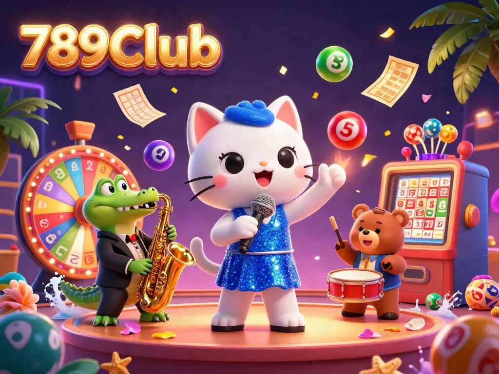 Experience excitement at 789CLub with a vibrant casino atmosphere featuring animated characters and games.