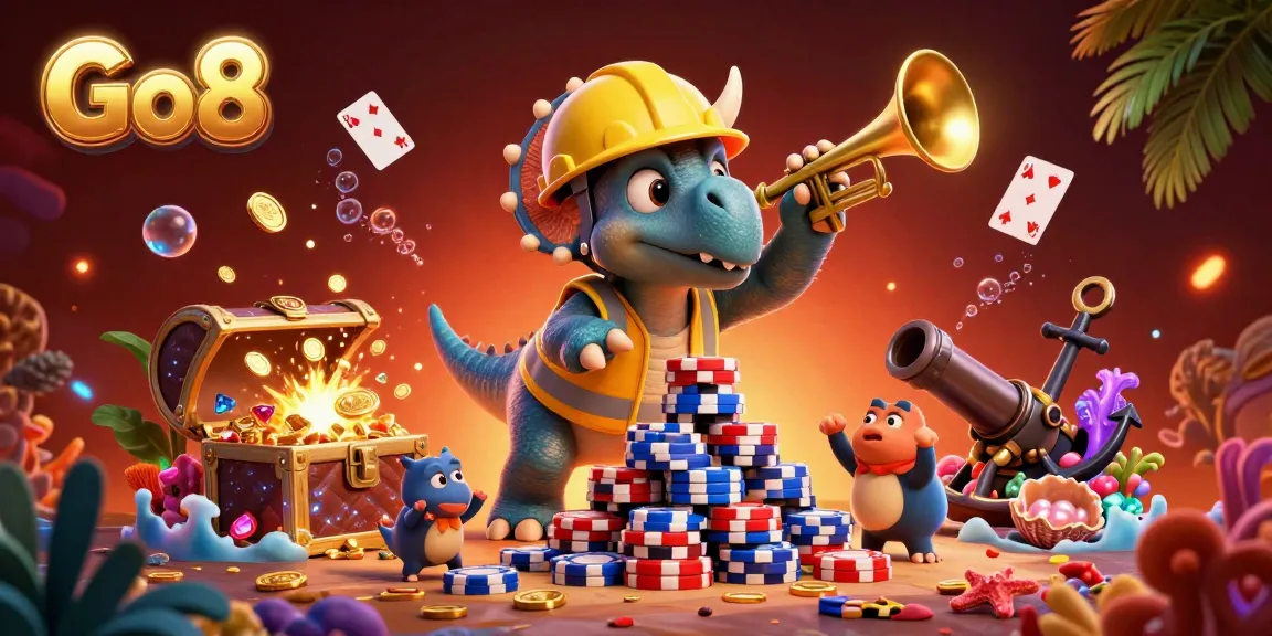 Engage with Go8's thrilling casino world depicted in a vibrant underwater scene full of excitement.