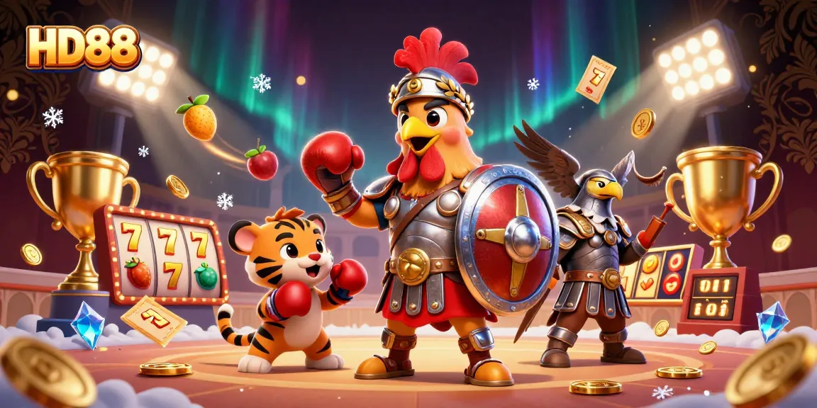 Experience the excitement at HD88 with a spectacular 3D casino scene featuring thrilling slot games.