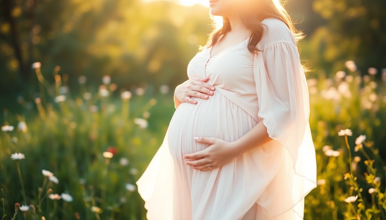 Captivating Babybauch Fotoshooting of a pregnant woman outdoors capturing tender moments.