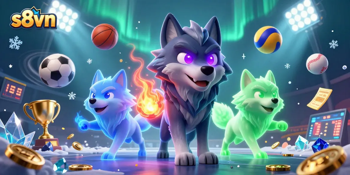 Engage with exciting sports betting experiences at s8vn, featuring vibrant casino elements and dynamic ghostly wolves.