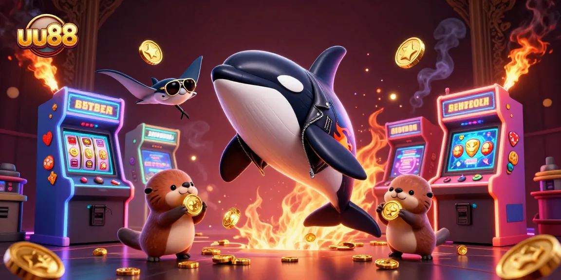 Experience the excitement of uu88 with a vibrant underwater casino scene featuring an orca, stingray, and otters!