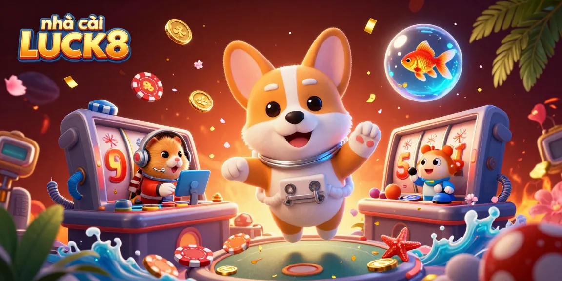 Experience thrilling gambling action with nhà cái LUCK8 in this vibrant casino scene featuring dynamic characters.