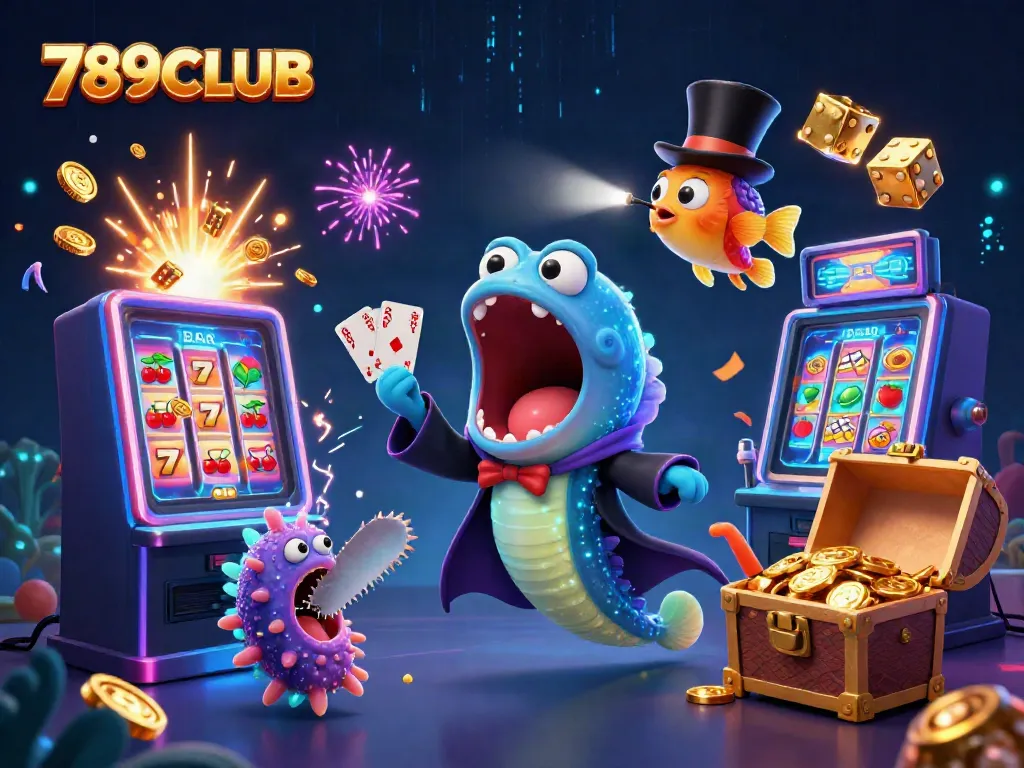 Experience magic at 789CLUB with a bioluminescent eel performing card tricks amidst a jackpot explosion.