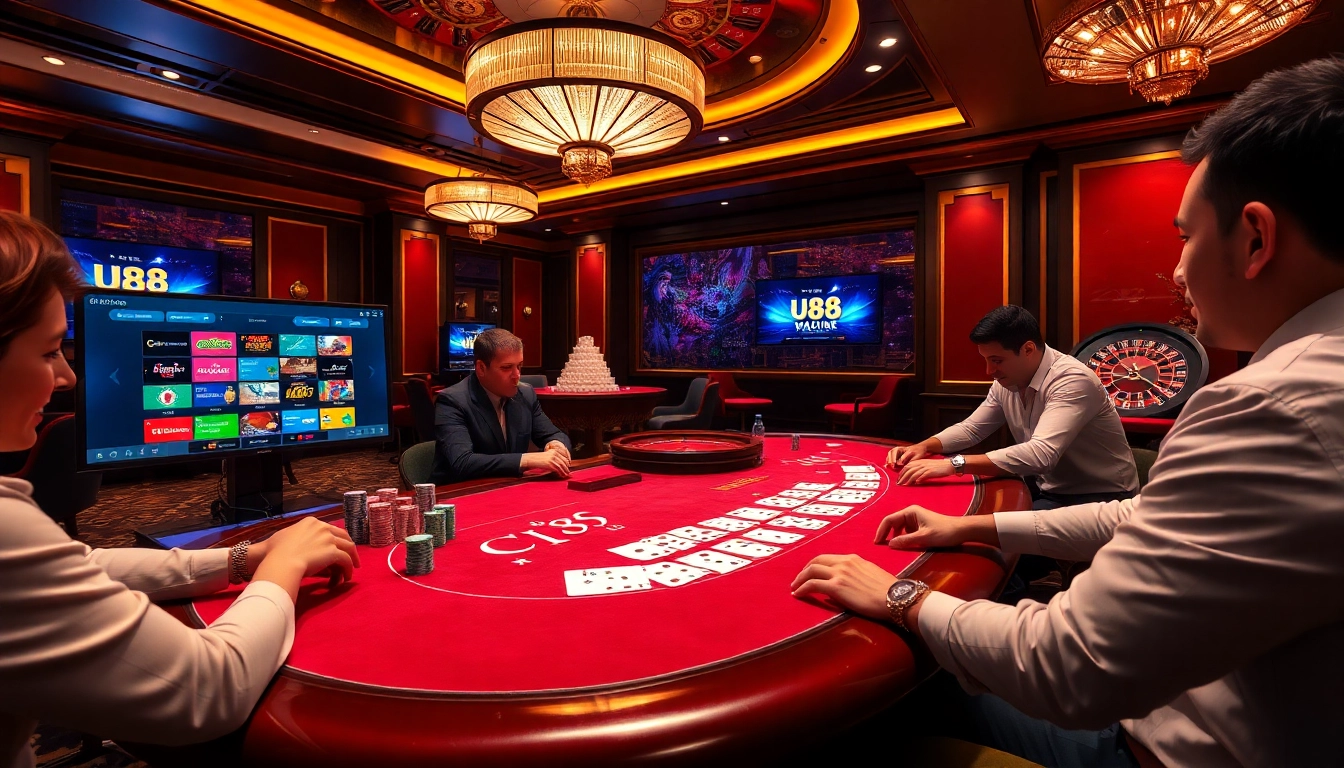 Experience high-stakes excitement at U88 with poker and casino games in a luxurious setting.