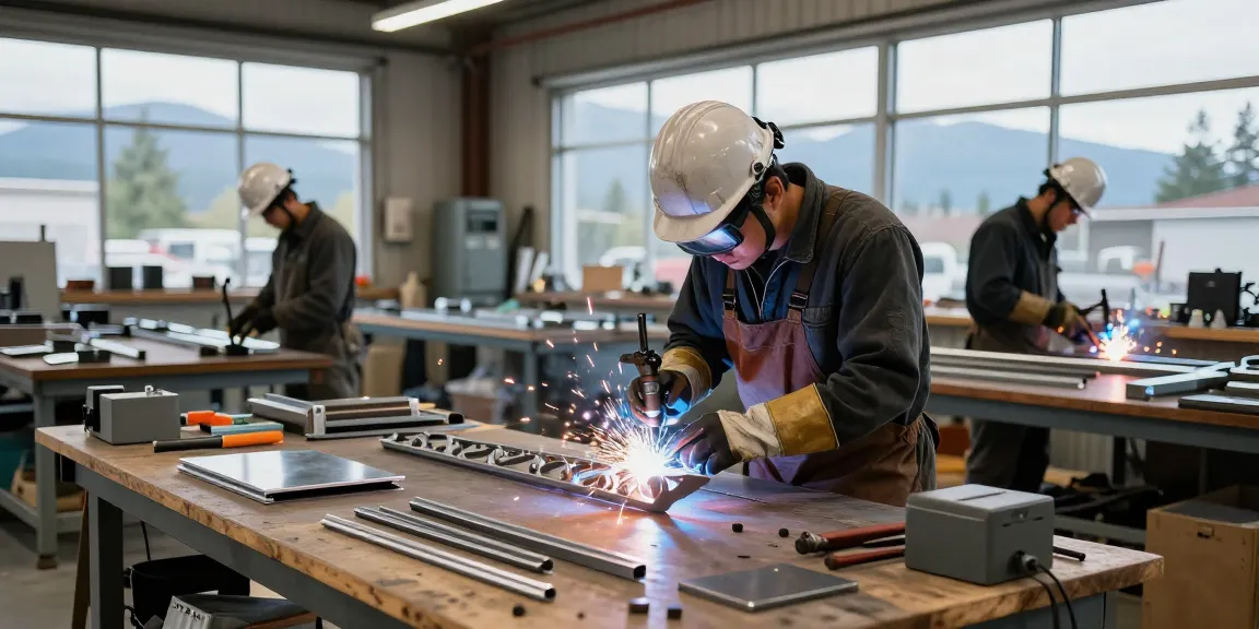 Custom metal fabrication workshop in West Vancouver, artisan welding metal features