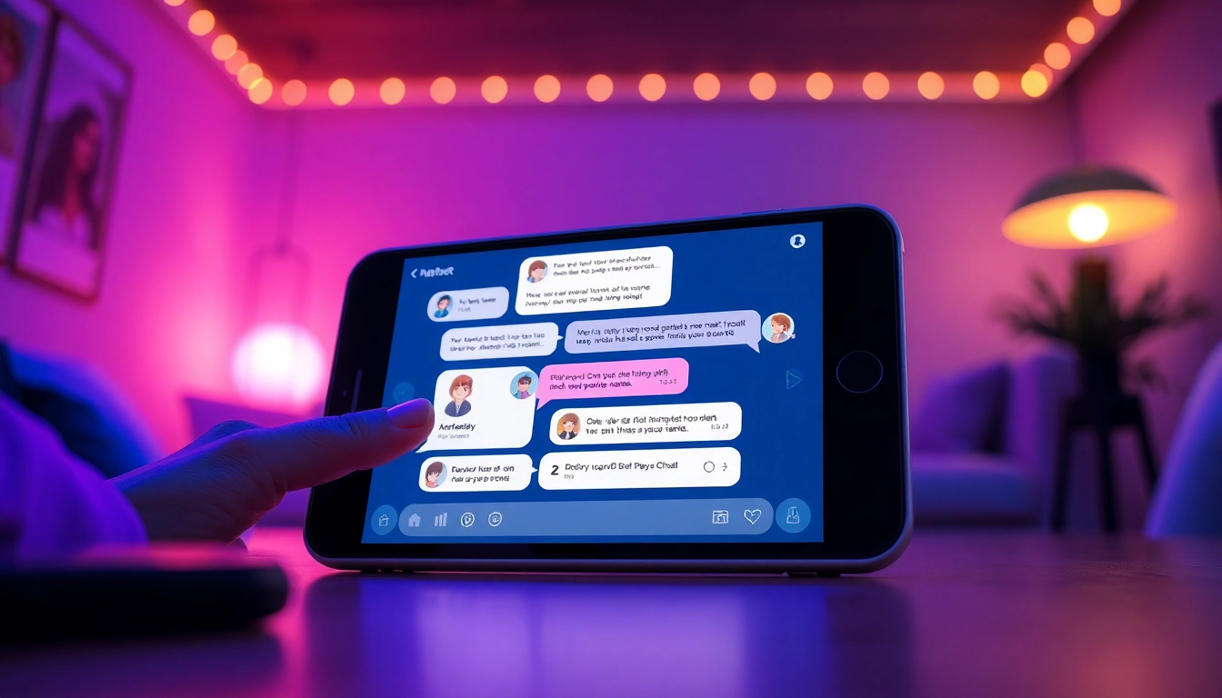 Engaging interaction with an NSFW chat bot on a sleek device, showcasing playful character avatars.