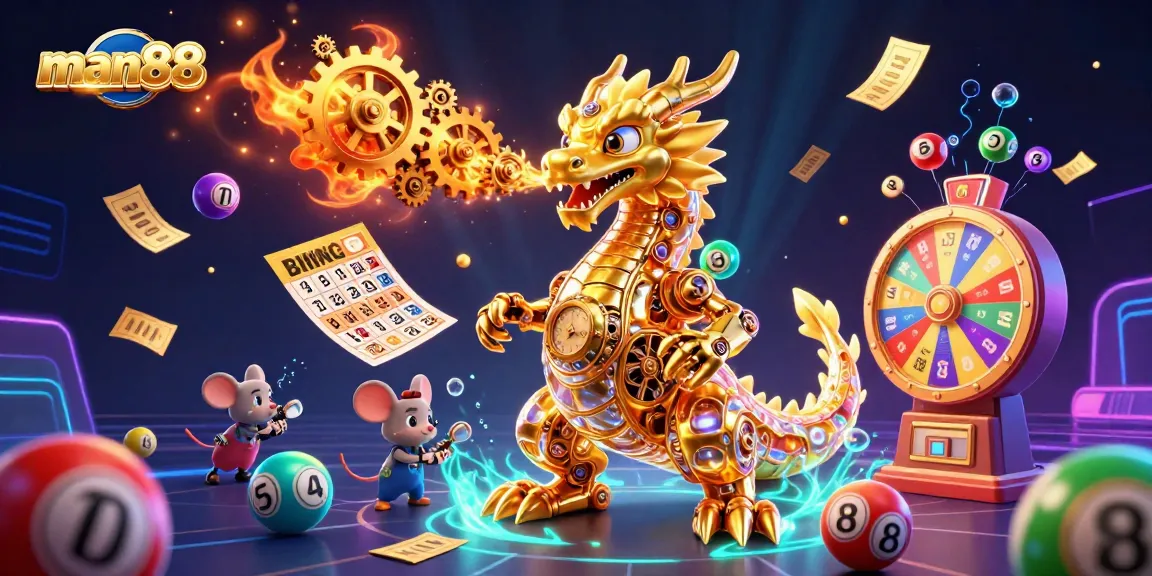 Play at man88 and win big with colorful lottery balls, golden tickets, and exciting prizes!