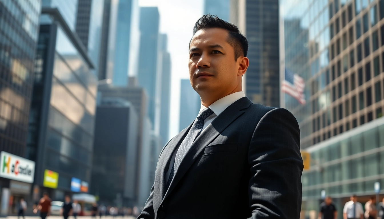 HKSSC Bodyguard Service depicted with a professional bodyguard in an urban setting.