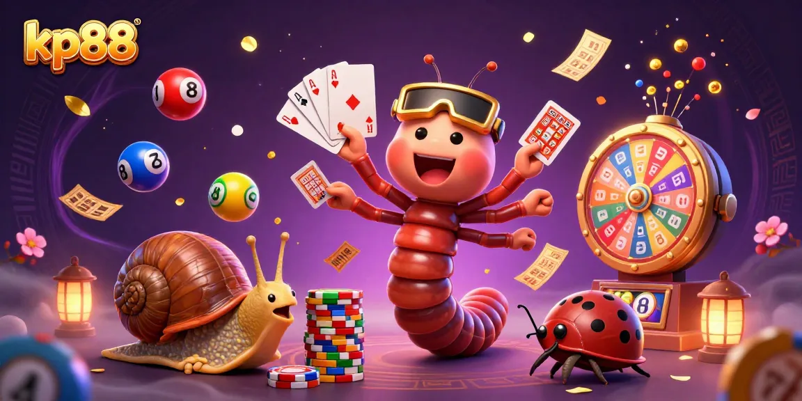 Experience exhilarating gameplay at kp88 with a cartoon millipede dealer amidst dynamic lottery elements.