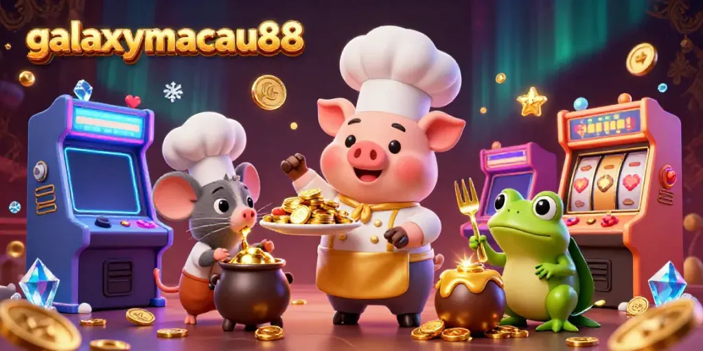 Experience thrilling gameplay at galaxymacau88 with our vibrant casino scene featuring gold coins and dynamic characters.