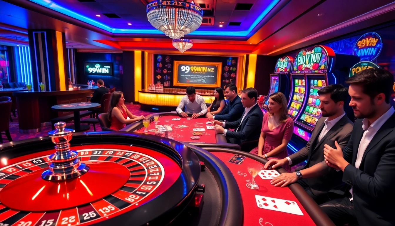 Experience the excitement of 99WIN Casino with vibrant gaming tables and thrilling slot machines.