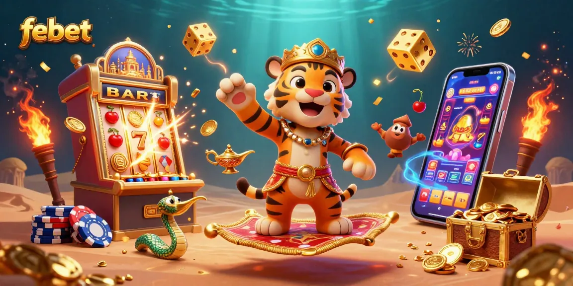 Experience the thrill of febet with a vibrant, dynamic 3D casino scene bursting with winnings.