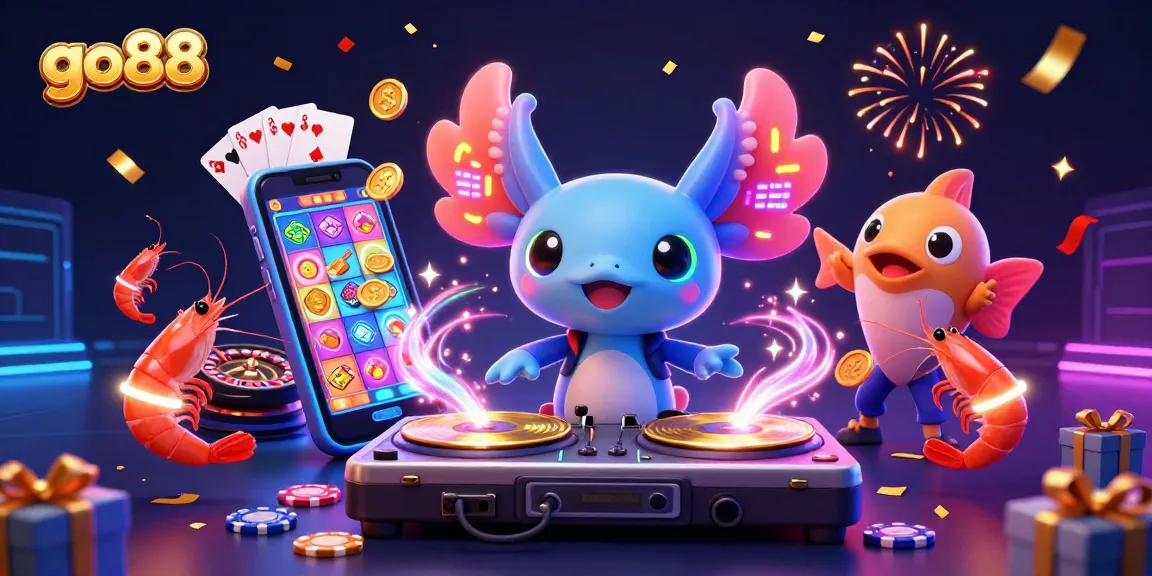 Experience the vibrant world of go88 with a lively DJ axolotl spinning slots and winning treasures.
