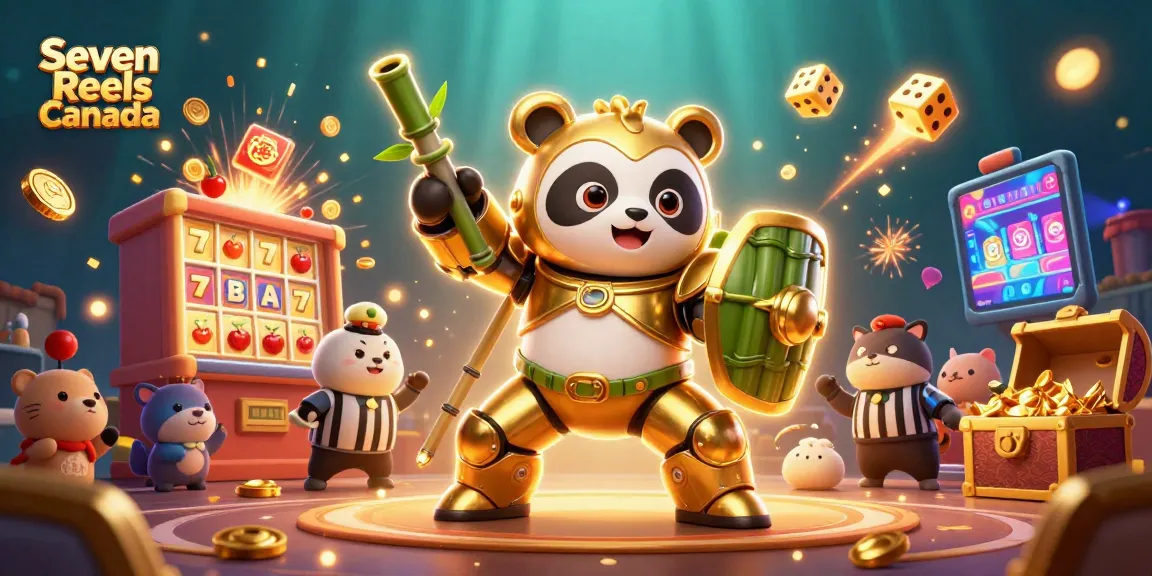Engage in winning with Seven Reels Canada in this vibrant, action-packed casino illustration.