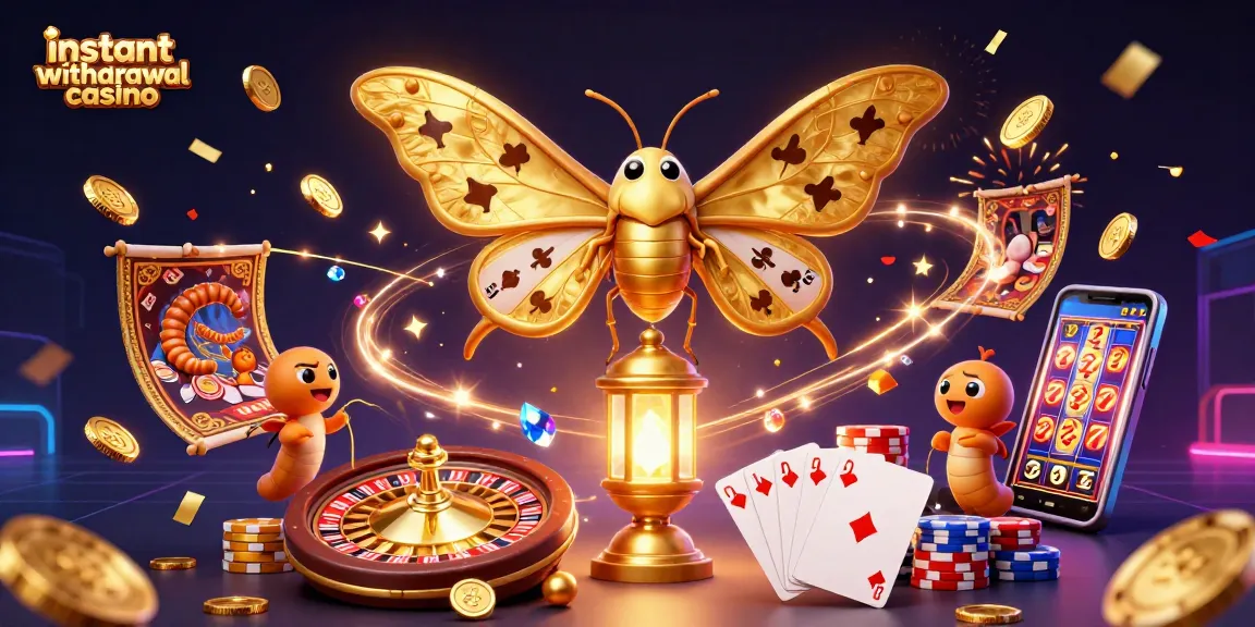 Experience fast payouts at an instant withdrawal casino with vibrant 3D casino-themed illustration featuring games and rewards.