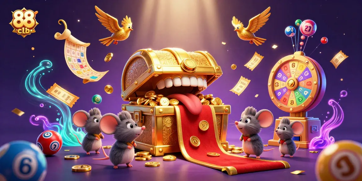 Win big with 88 clb in this vibrant 3D casino scene filled with delightful lottery elements.